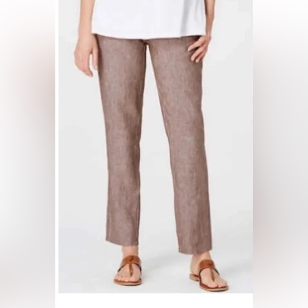 LARGE PETITE J. Jill Love linen brown crop pull on pants Brown linen